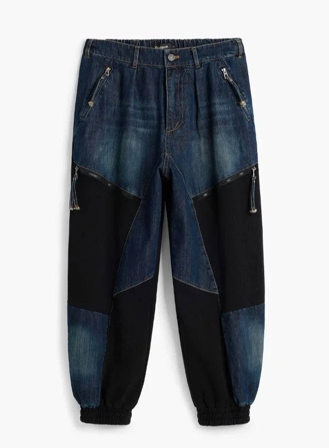 DESIGUAL Blue Embroidered denim bermuda for Women | Best Price UAE